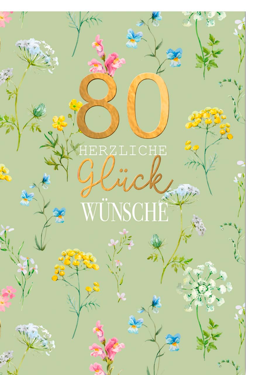 Doppelkarte 80 Blüten Glückwünsche