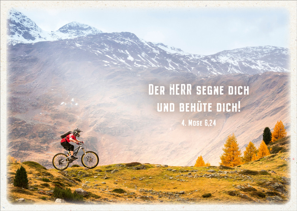 Postkarte Der Herr segne dich - Mountainbiker