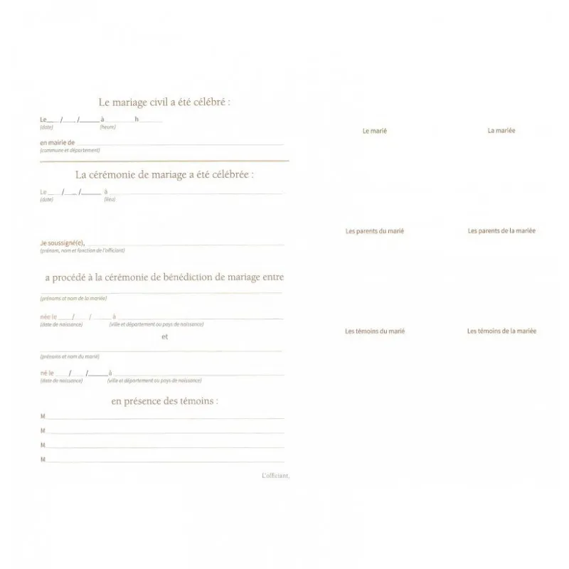 Registre des mariages Registre des mariages