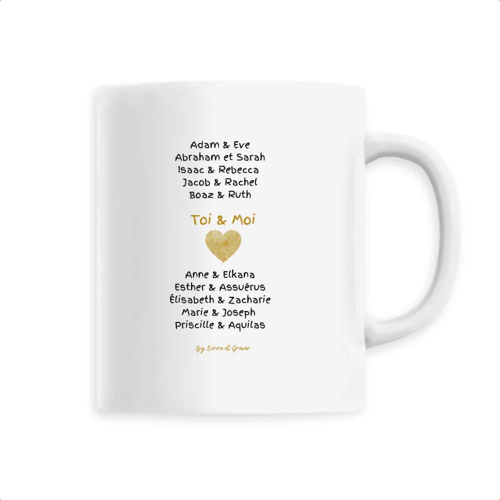 Mug blanc "Toi & Moi" - Cœur doré