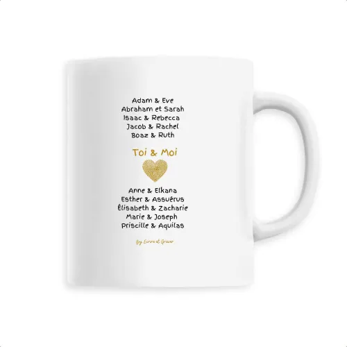 Mug blanc "Toi & Moi" - Cœur doré