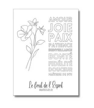 Tableau aluminium "Fruit de l'Esprit" - motif noir & blanc