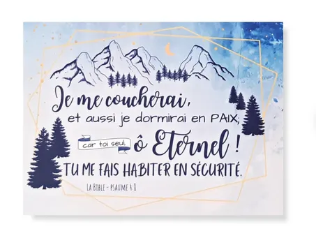 Tableau aluminium "Je me coucherai, je dormirai en paix…" Psaume 4.8 - Moyen modèle