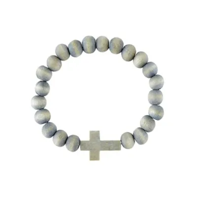 Bracelet Croix extensible - Bois gris