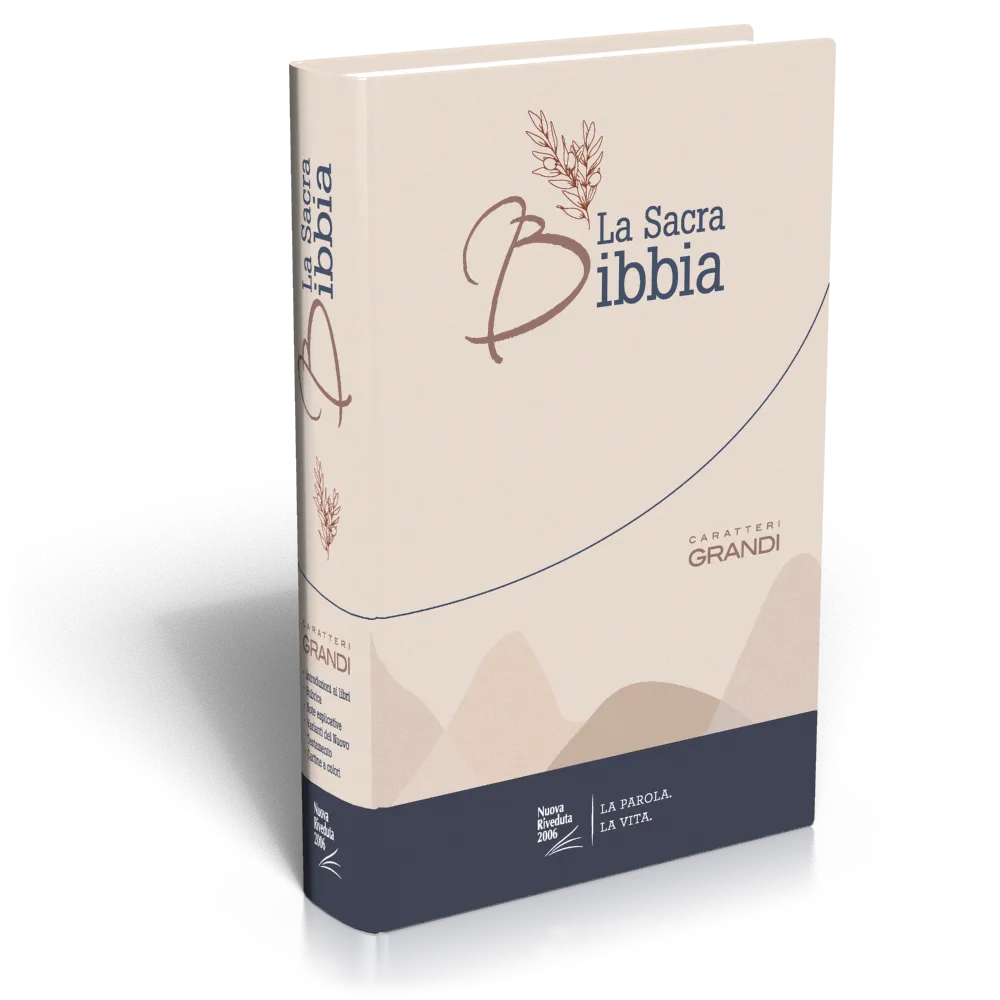 Italien, Bible NR2006 gros caractères - modèle rigide illustré bleu-beige