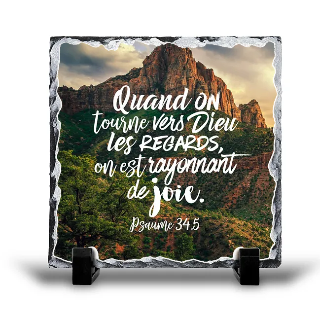 Tableau en ardoise «Quand on tourne […]» Ps 34.5