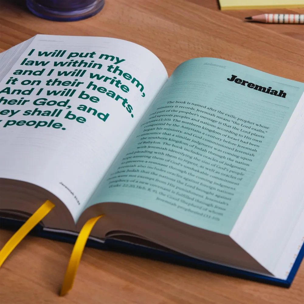 Englisch, reformierte Studienbibel English Standard Version, kartonniert mit Stoff, blau