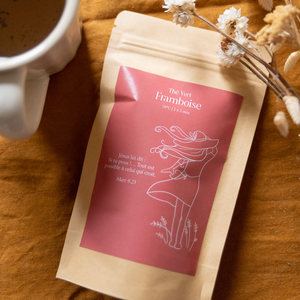 Thé vert Framboise - Sachet 50g