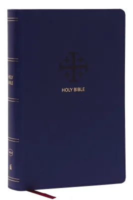 Anglais, Bible, NKJV, gros caractères, moyen format, similicuir bleu,références parallèles,...