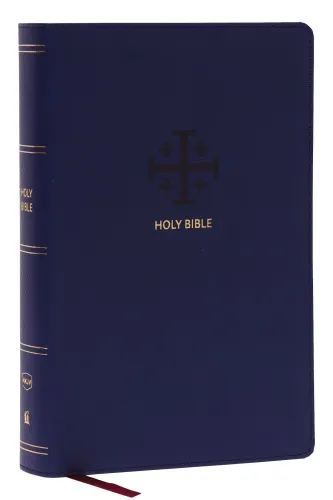 Anglais, Bible, NKJV, gros caractères, moyen format, similicuir bleu,références parallèles,...