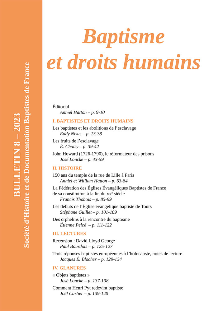 Baptisme et droits humains - Bulletin No 8 de la Société d'Histoire et de Documentation Baptistes...