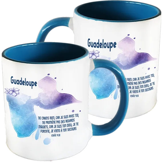 Mug blanc/bleu Guadeloupe - Esaïe 41.10