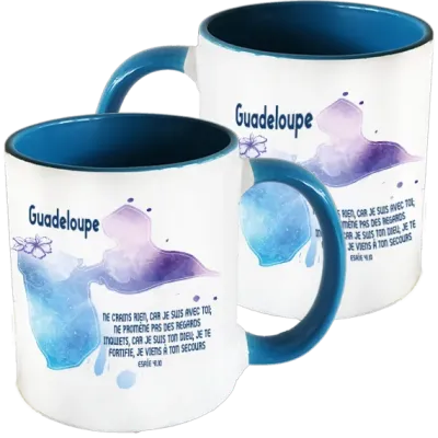 Mug blanc/bleu Guadeloupe - Esaïe 41.10