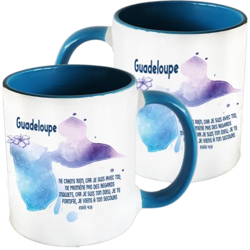 Mug blanc/bleu Guadeloupe - Esaïe 41.10