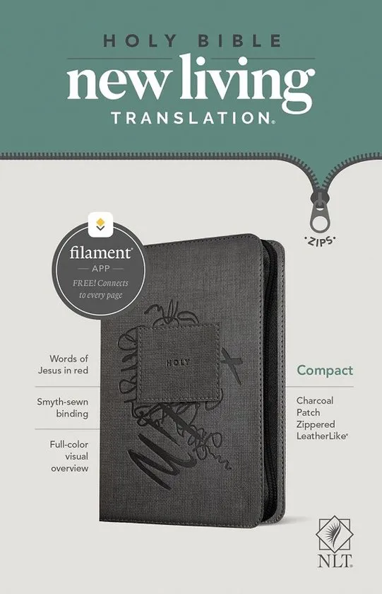 Anglais, Bible, New Living Translation, Filament Edition, similicuir "charbon", fermeture éclair,...