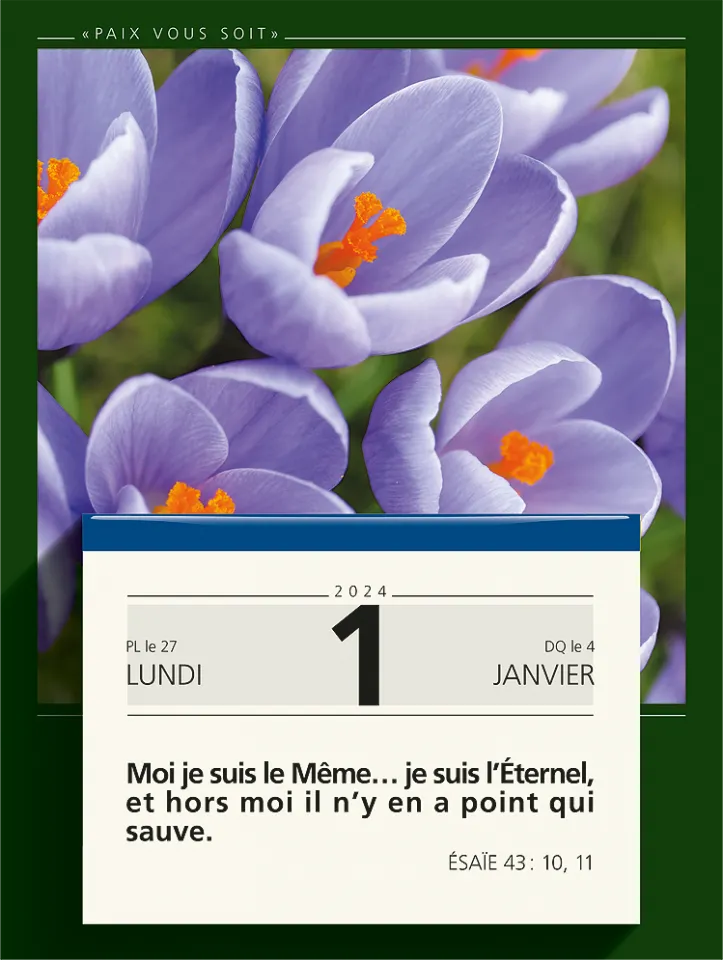 CALENDRIER PAIX VOUS SOIT [MURAL] ÉPHÉMÉRIDE À EFFEUILLER