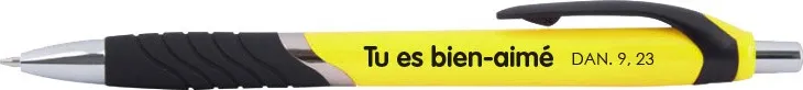 Stylo Vague "Tu es bien aimé" Daniel 9.23 - Couleur jaune