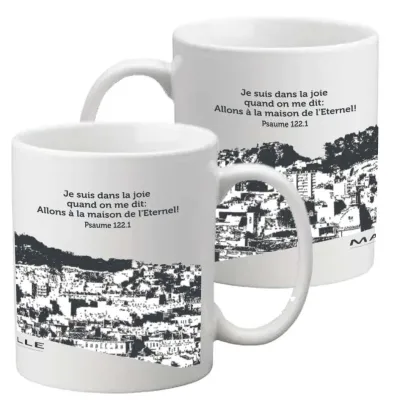 Mug blanc Marseille - Psaume 122.1 "Je suis dans la joie…"