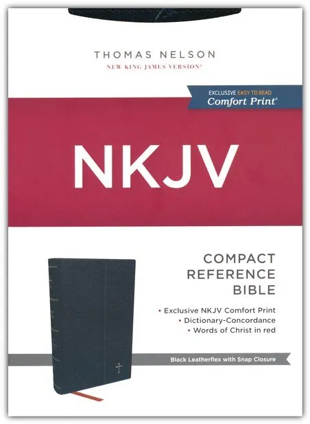 Anglais, Bible, NKJV, compacte souple noire, fermeture magnétique, références parallèles, paroles...