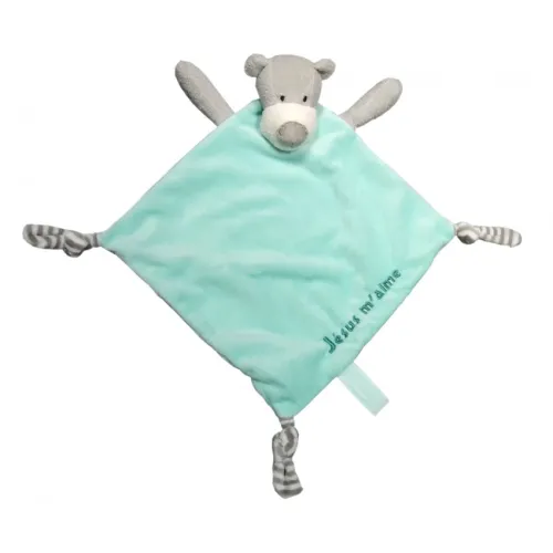 Doudou Ours - vert brodé