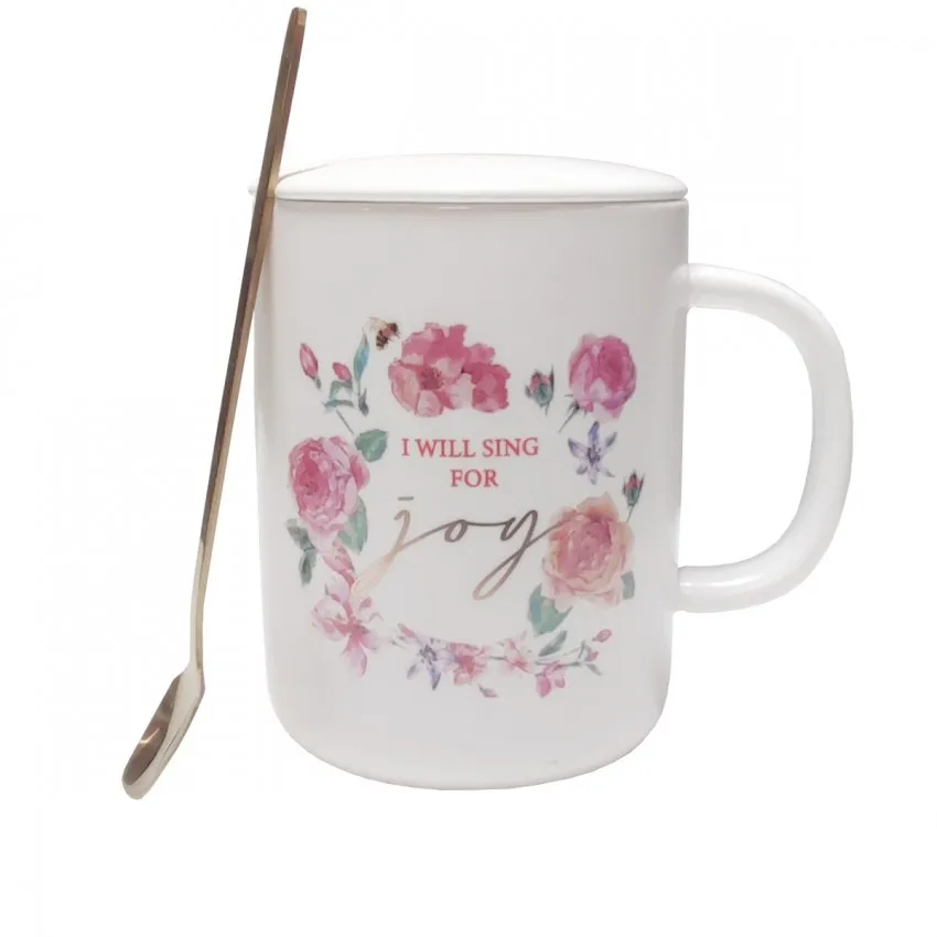 Mug avec couvercle et petite cueillère "Joy"