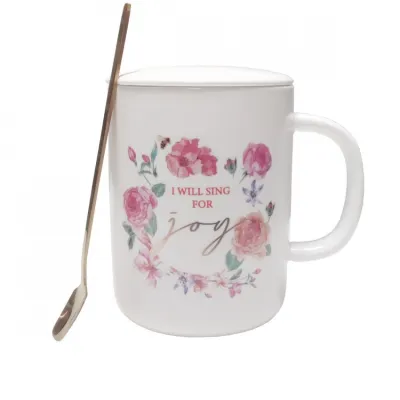 Mug avec couvercle et petite cueillère "Joy"