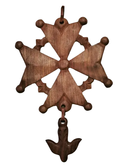 Croix Huguenote en bois exotique - 31cm