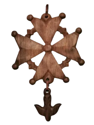 Croix Huguenote en bois exotique - 31cm