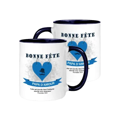 Mug Bonne fête papa d'amour - « Celui qui marche dans l'intégrité […] » Pr 10.9