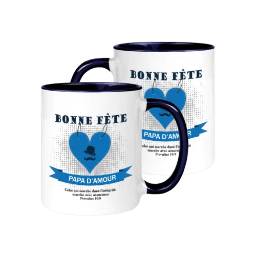 Mug bicolore blanc/rose Paix "A celui qui est ferme…" Esaïe 26.3