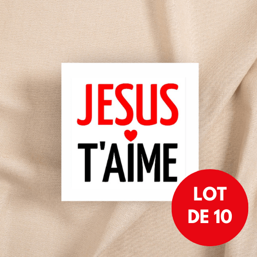 Autocollant "Jésus t'aime" [Lot de 10] - carré 7,5 cm