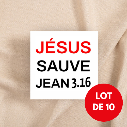 Autocollant "Jésus sauve - Jean 3.16" [Lot de 10] - carré 7,5 cm