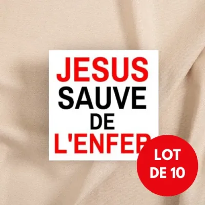 Autocollant "Jésus sauve de l'enfer" [Lot de 10] - Carré 7,5 cm