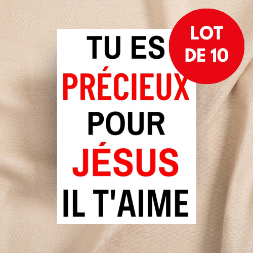 Autocollant "Tu es précieux pour Jésus, Il t'aime" [Lot de 10] - rectangle vertical 7,5 x 10 cm