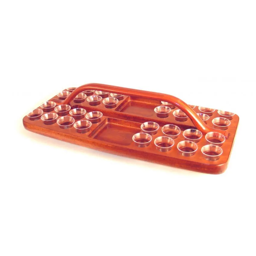 Plateau en bois tropical pour 32 gobelets + pain - [Article de Sainte-Cène]