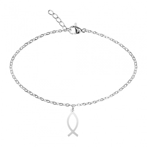 Bracelet Ichthus acier inoxydable argenté