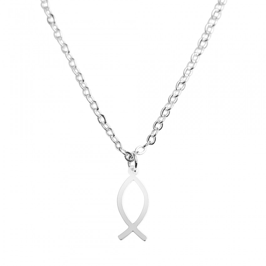 Collier Ichthus acier inoxydable argenté