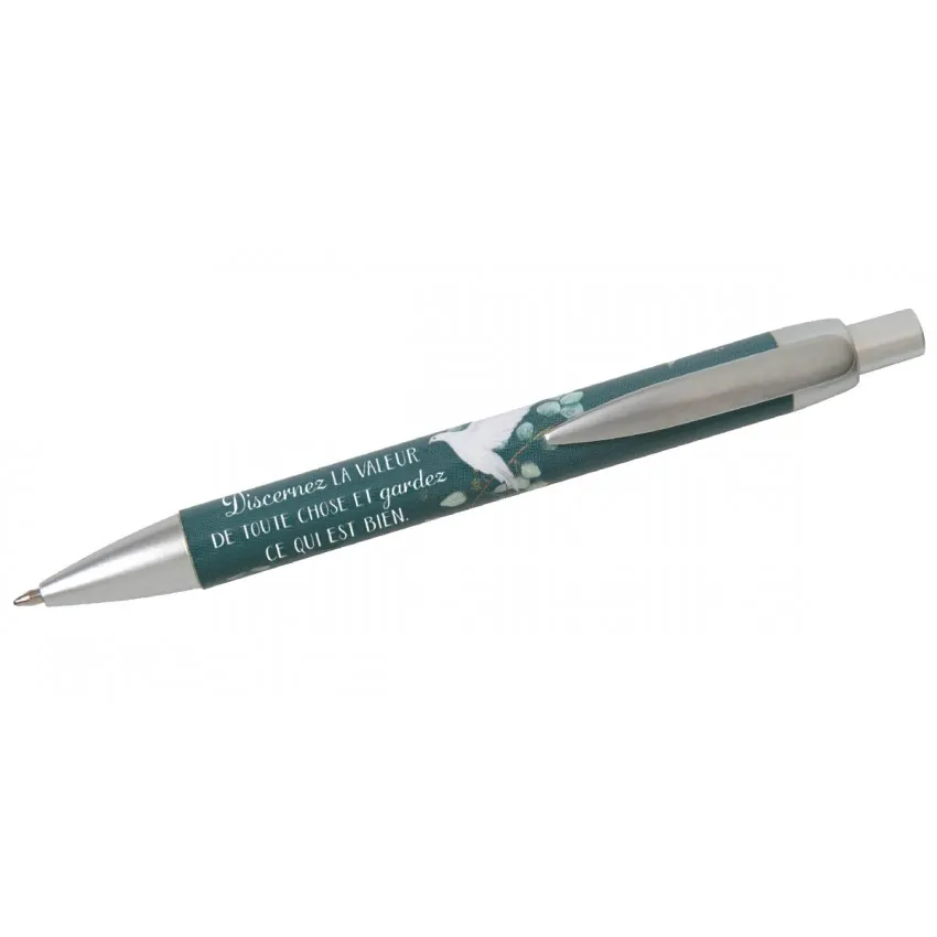 Stylo à bille Mot d'ordre 2025 - Encre bleue - "Discernez la valeur de toute chose et gardez ce...