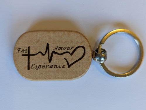 Porte-clé en bois "Amour Foi Espérance" - Forme rectangulaire