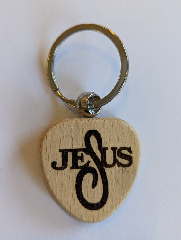 Porte-clé en bois "JeSus" - Forme cœur