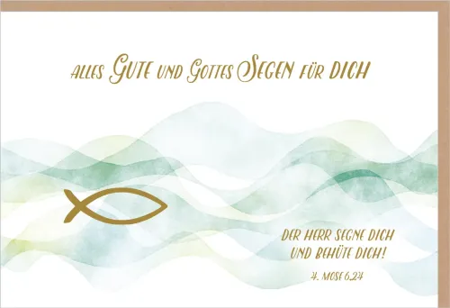 Faltkarte Einsegnung & biblischer Unterricht Segen für Dich Fisch - 4. Mose 6,24