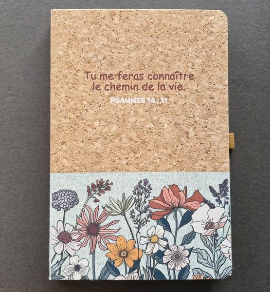 Carnet de notes Psaumes 16.11 - A5 liège et toile