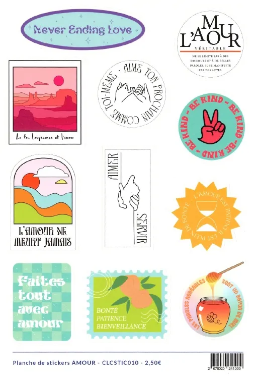 Planche de stickers - Amour