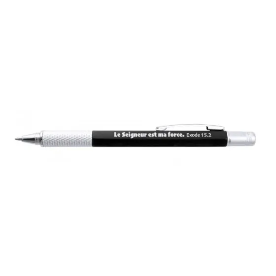 Stylo multi-outil noir « Le Seigneur est ma force »
