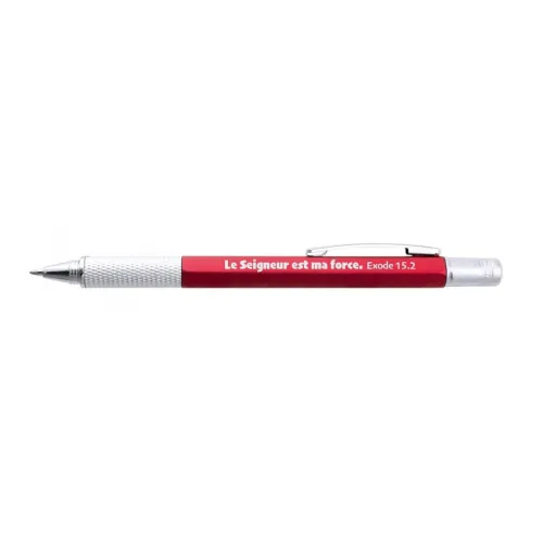 Stylo multi-outil rouge "Le Seigneur est ma force"