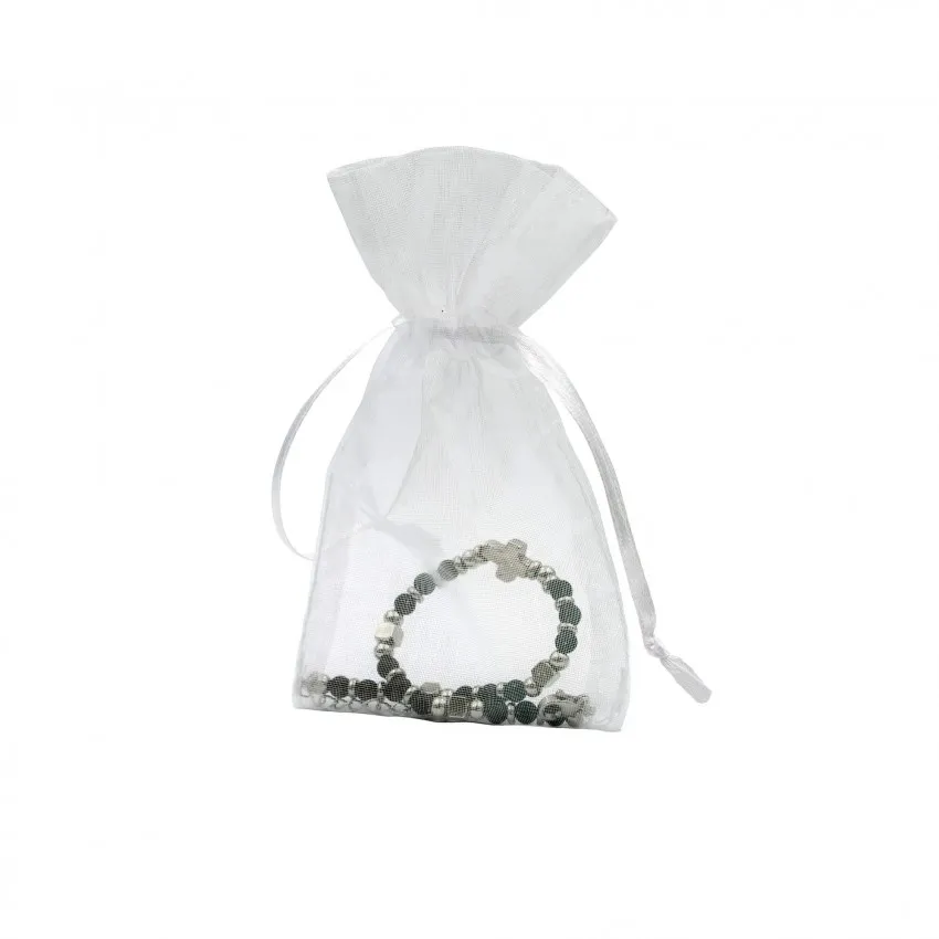 Bracelet de perles "Croix" noir