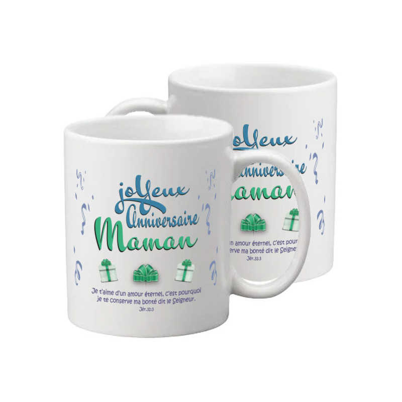 Mug "Je t'aime d'un amour éternel …" Jérémie 31.3 - Anniversaire maman