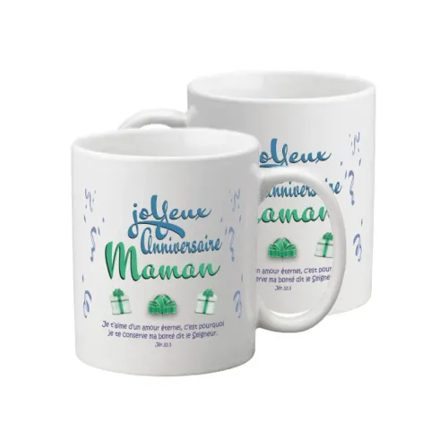 Mug "Je t'aime d'un amour éternel …" Jérémie 31.3 - Anniversaire maman