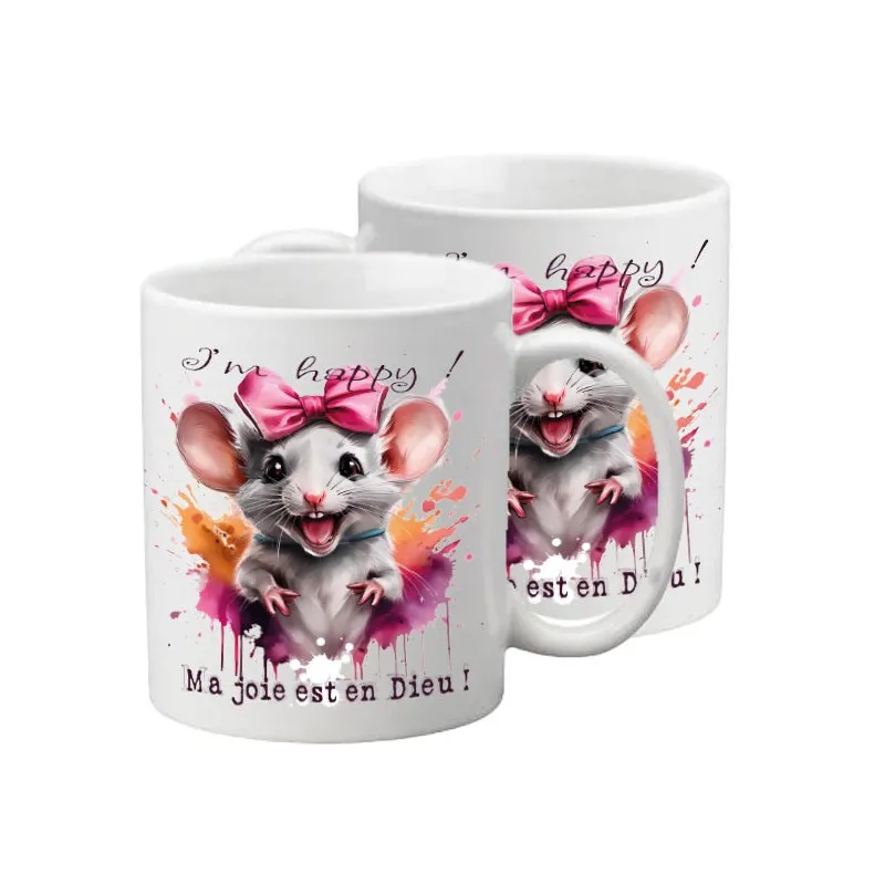 Tasse souris - Ma joie est en Dieu - en plastique incassable pour enfants