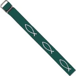 Bracelet tissé Ichtus vert